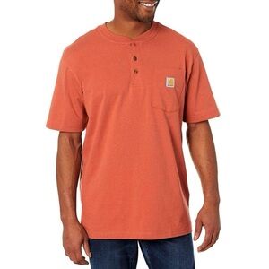 CARHARTT Men's Loose Fit Heavyweight Short-Sleeve Pocket Henley T-Shirt, Medium